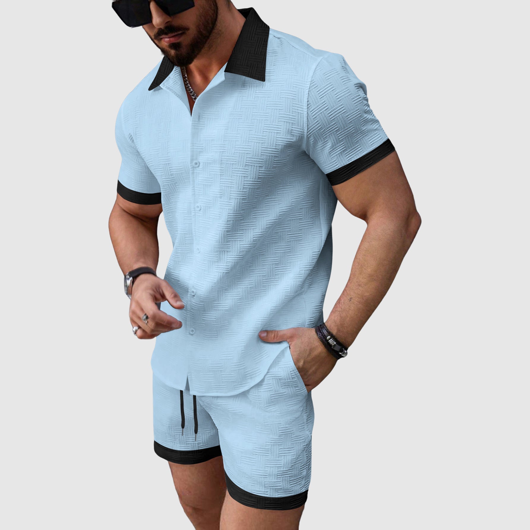 Hermann Herren Freizeitset | Kurzarmhemd und Shorts, Bequemes Design 3