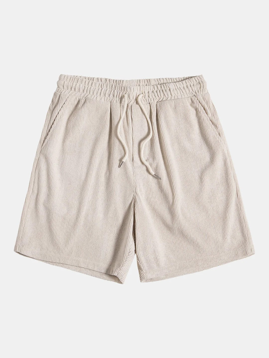 Fritz Beige Geripptes Hemd-Shorts Set für Herren | Atmungsaktiv Lässiger Stil | Strand und Urlaub - S/M/L/XL/2XL/3XL