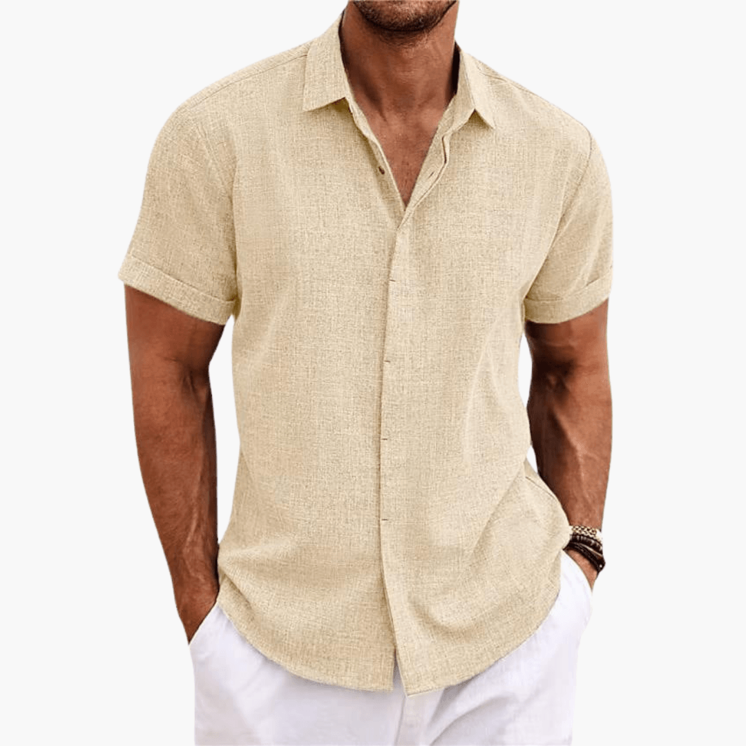 Rolf Blau Leinen-Look Kurzarm-Hemd für Herren | Atmungsaktiv Lässiger Fit | Strand und Freizeit - S/M/L/XL/2XL/3XL