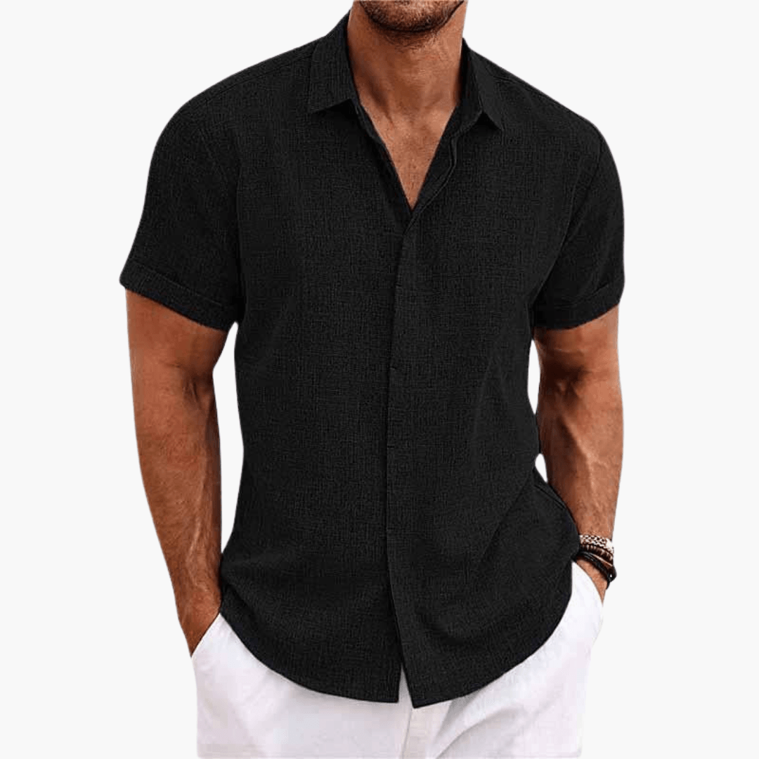 Rolf Blau Leinen-Look Kurzarm-Hemd für Herren | Atmungsaktiv Lässiger Fit | Strand und Freizeit - S/M/L/XL/2XL/3XL