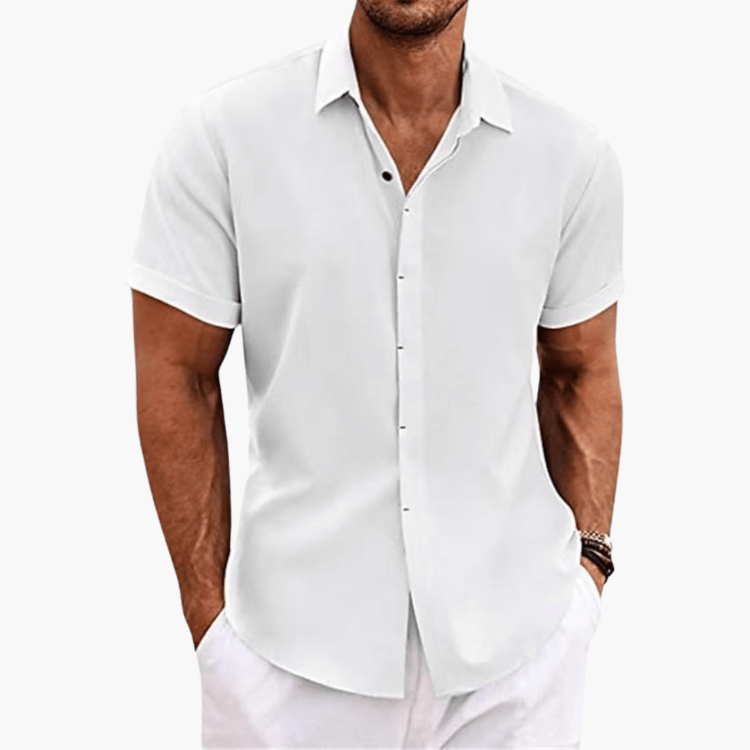 Rolf Blau Leinen-Look Kurzarm-Hemd für Herren | Atmungsaktiv Lässiger Fit | Strand und Freizeit - S/M/L/XL/2XL/3XL