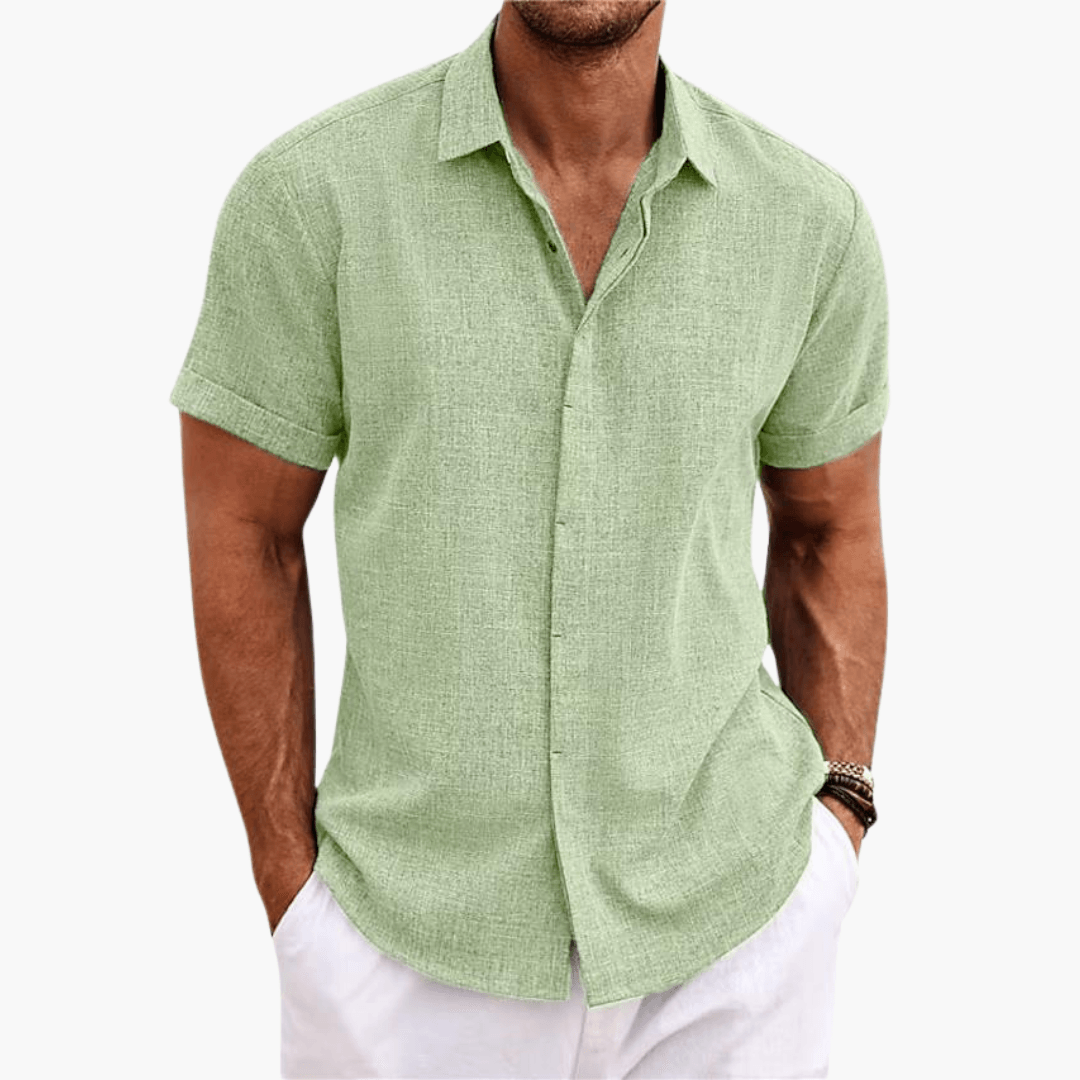 Rolf Blau Leinen-Look Kurzarm-Hemd für Herren | Atmungsaktiv Lässiger Fit | Strand und Freizeit - S/M/L/XL/2XL/3XL