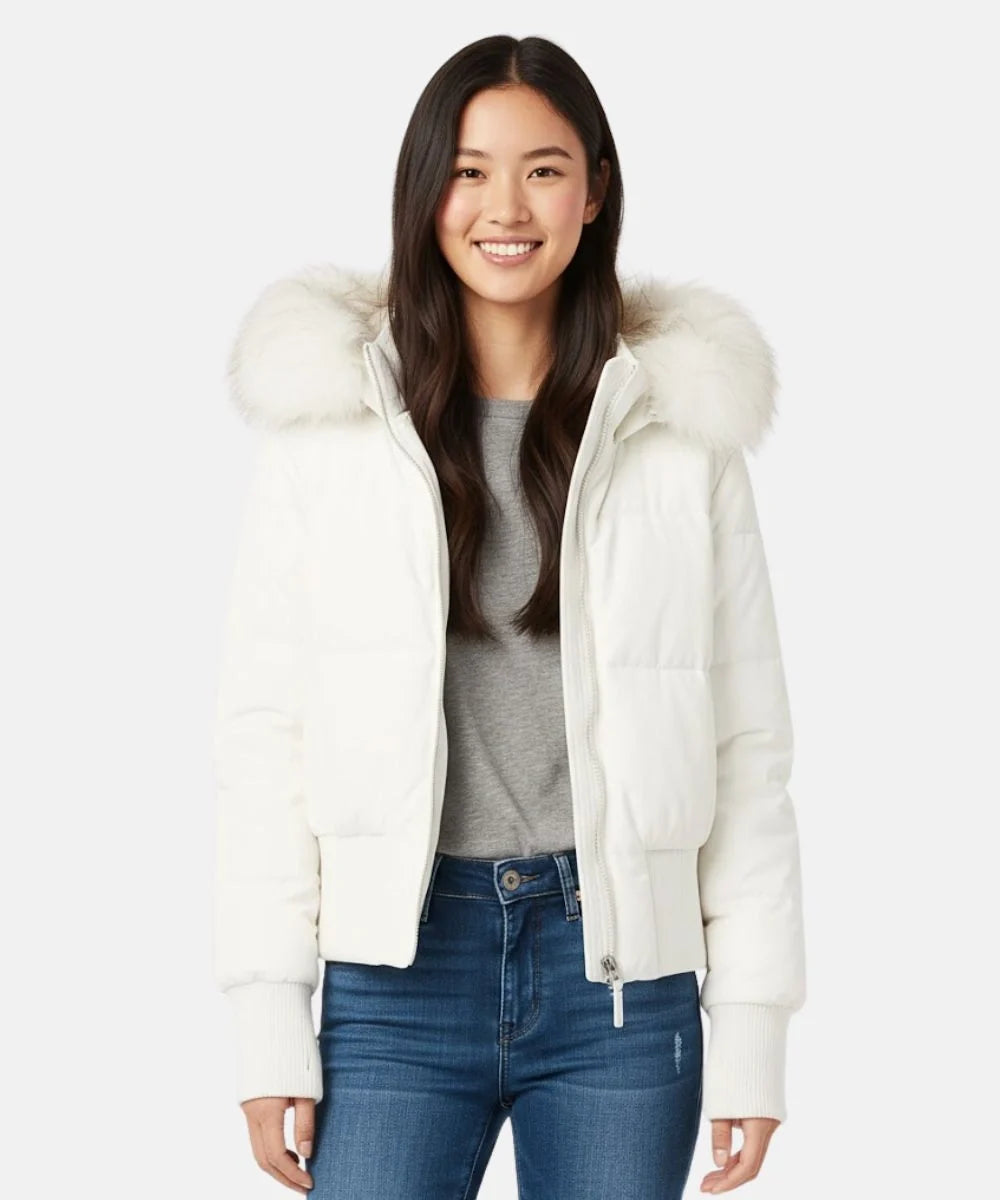 Vreni Schwarz Gesteppte Winterjacke mit Kapuze für Damen | Kunstfell-Besatz Slim Fit Winter - XXS/XS/S