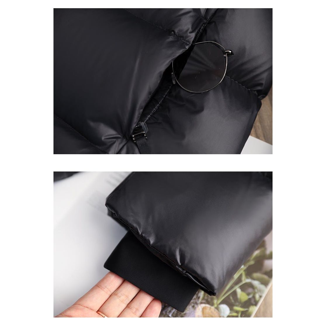 Hedi Schwarz Langer Gesteppter Daunenparka mit Kapuze für Damen | Winter Oversized - M/L/XL/2XL/3XL