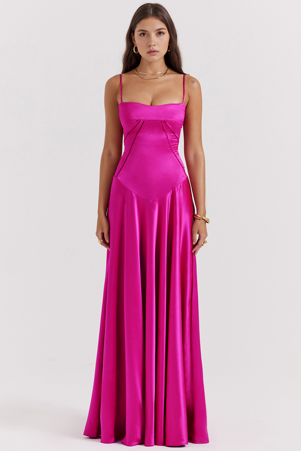 Ivy Damen Bustierkleid | Satin, Verstellbare Träger 0