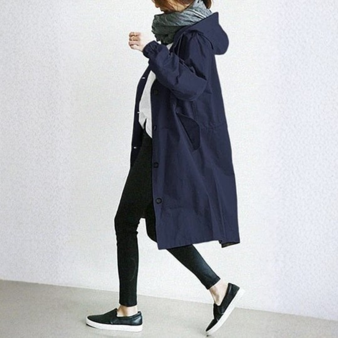 Lotti Khaki Wasserdichter Oversized Regenmantel mit Kapuze für Damen | Stadtlook Reise Alltag - S/M/L/XL/2XL/3XL/4XL/5XL