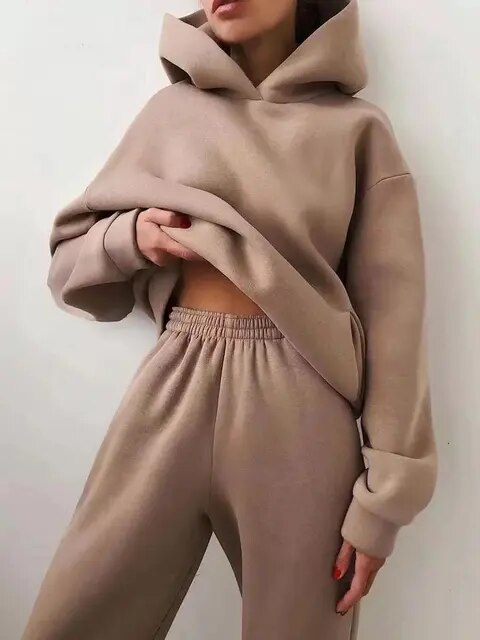 Vreni Grün Zweiteiler Kapuzenpullover und Jogginghose für Damen | Casual Freizeit Regular Fit - S/M/L/XL/2XL