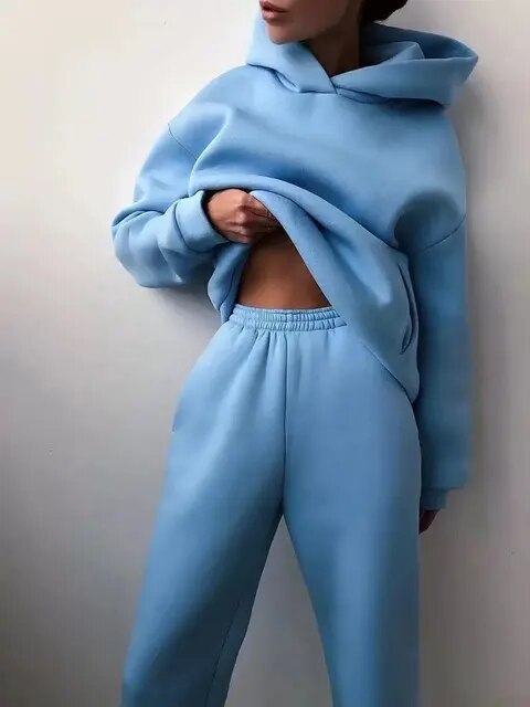 Vreni Grün Zweiteiler Kapuzenpullover und Jogginghose für Damen | Casual Freizeit Regular Fit - S/M/L/XL/2XL