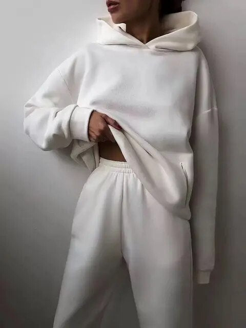 Vreni Grün Zweiteiler Kapuzenpullover und Jogginghose für Damen | Casual Freizeit Regular Fit - S/M/L/XL/2XL