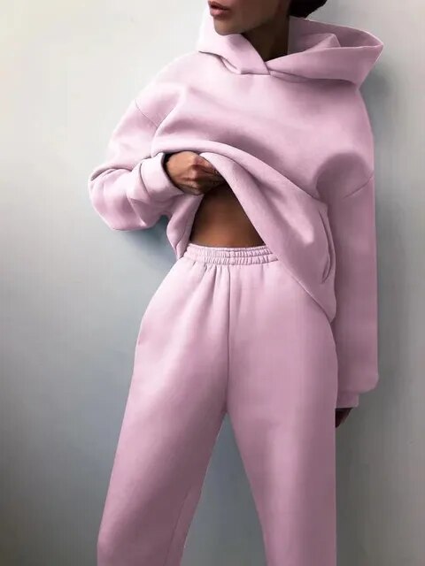 Vreni Grün Zweiteiler Kapuzenpullover und Jogginghose für Damen | Casual Freizeit Regular Fit - S/M/L/XL/2XL