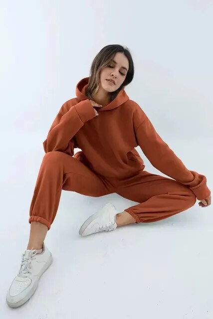 Vreni Grün Zweiteiler Kapuzenpullover und Jogginghose für Damen | Casual Freizeit Regular Fit - S/M/L/XL/2XL