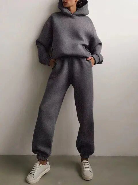Vreni Grün Zweiteiler Kapuzenpullover und Jogginghose für Damen | Casual Freizeit Regular Fit - S/M/L/XL/2XL