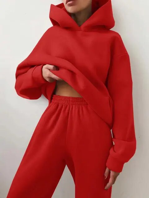 Vreni Grün Zweiteiler Kapuzenpullover und Jogginghose für Damen | Casual Freizeit Regular Fit - S/M/L/XL/2XL