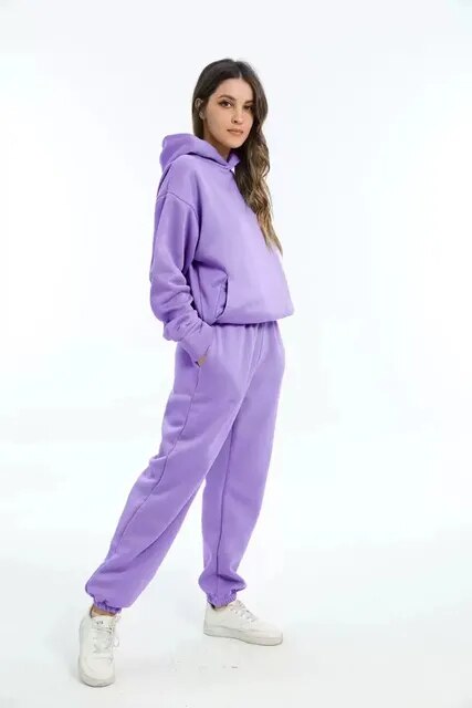 Vreni Grün Zweiteiler Kapuzenpullover und Jogginghose für Damen | Casual Freizeit Regular Fit - S/M/L/XL/2XL