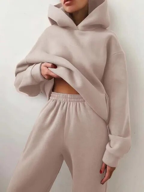 Vreni Grün Zweiteiler Kapuzenpullover und Jogginghose für Damen | Casual Freizeit Regular Fit - S/M/L/XL/2XL
