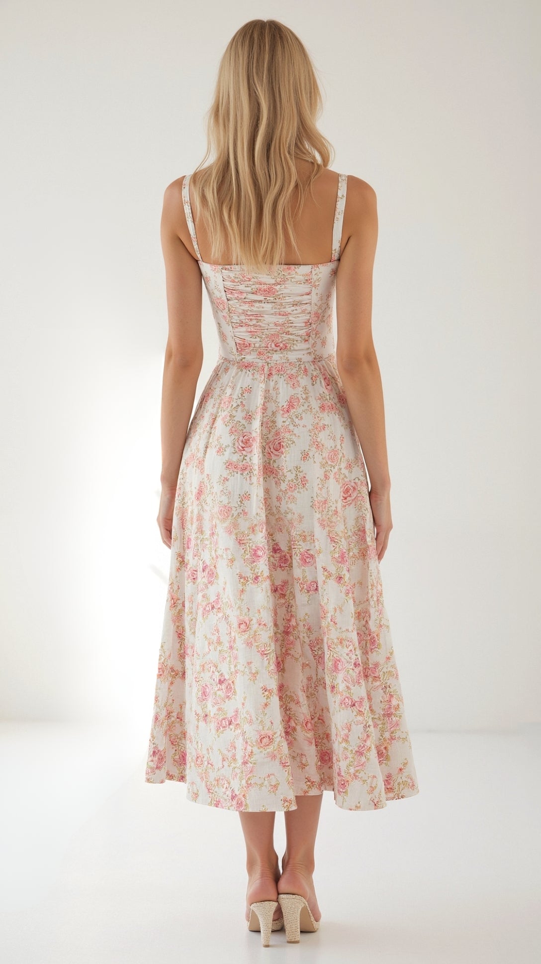 Jolie Damen Midi Kleid | Vintage Blumenmuster, Elegantes Festliches Design 4