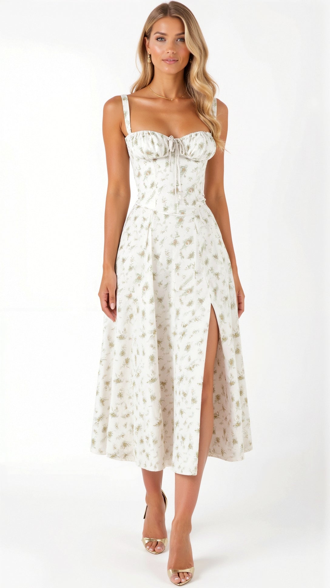 Jolie Damen Midi Kleid | Vintage Blumenmuster, Elegantes Festliches Design 6
