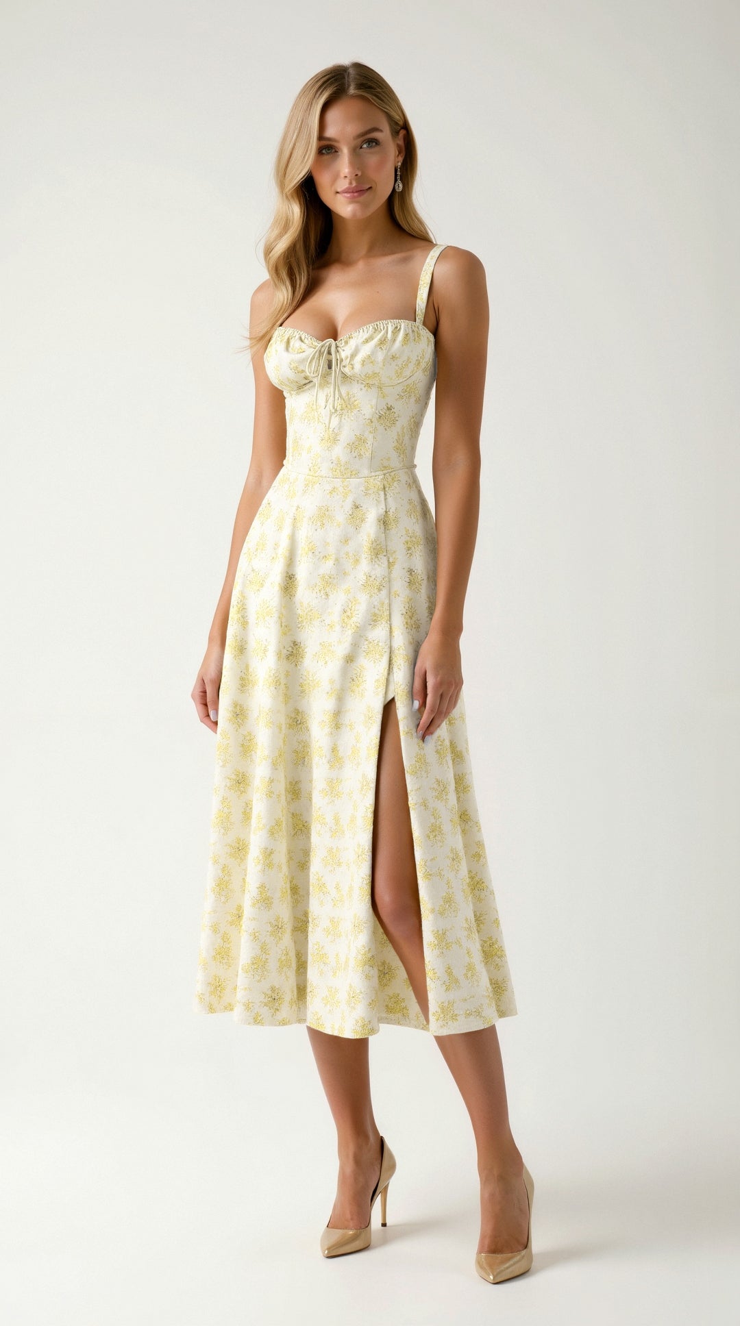 Juli Damen Midi Kleid | Romantischer Blumenprint, Elegante A-Linie 3