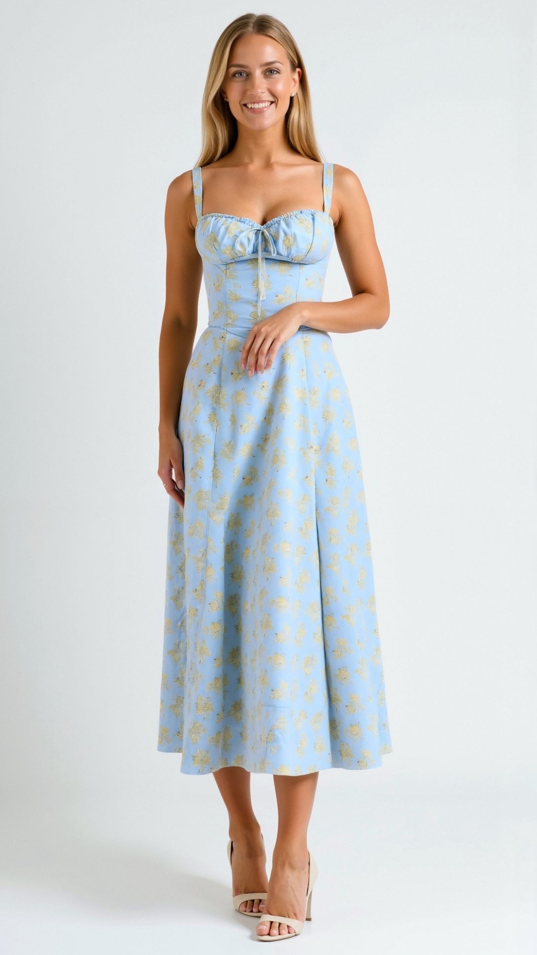 Juli Damen Midi Kleid | Romantischer Blumenprint, Elegante A-Linie 6
