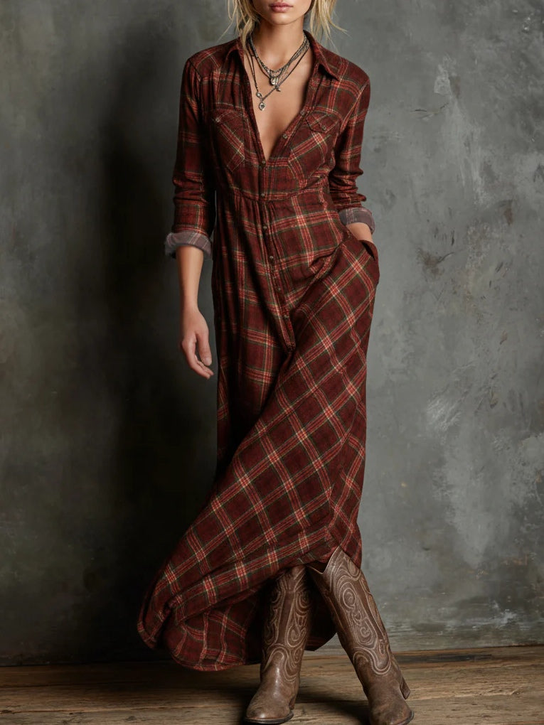 Kari Women’s Hemdkleid | Baumwollmischung, Kariert, Maxilänge 5