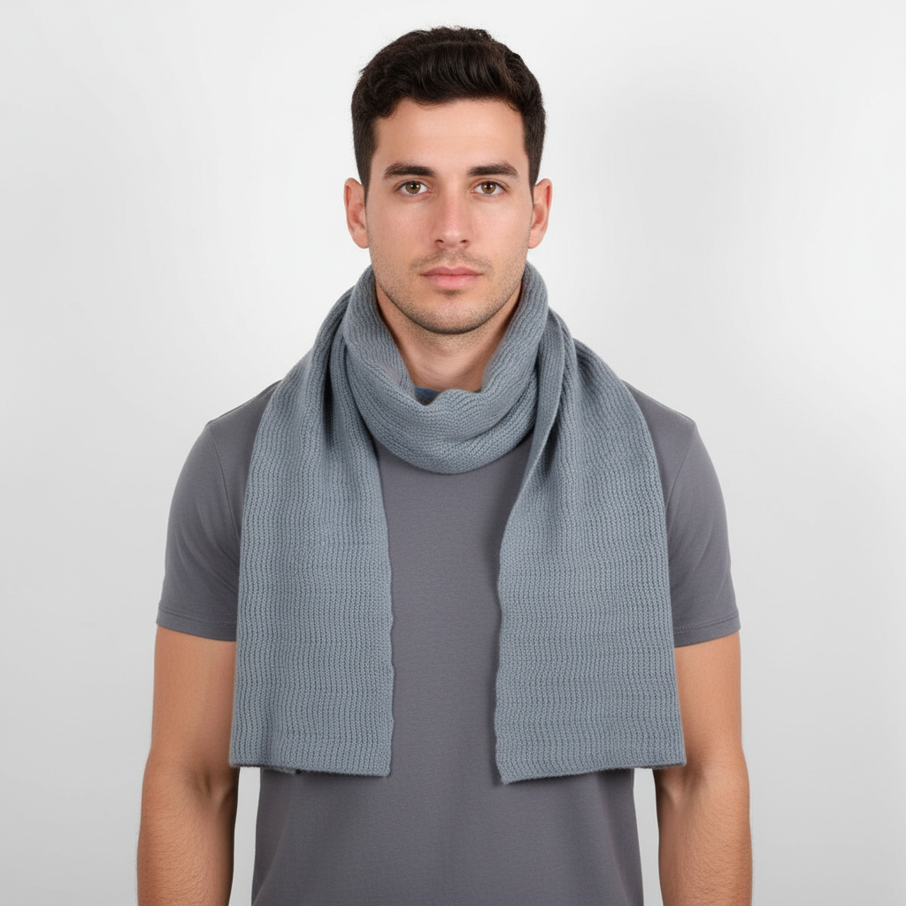 Vreni Khaki Gestrickter Kaschmir-Schal Unisex Winter | Eleganter Rippenstrick Casual Stil