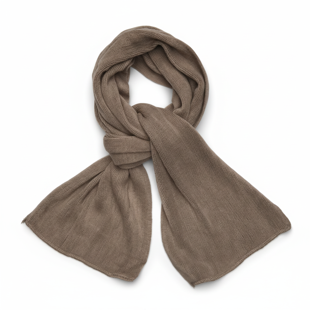 Vreni Khaki Gestrickter Kaschmir-Schal Unisex Winter | Eleganter Rippenstrick Casual Stil