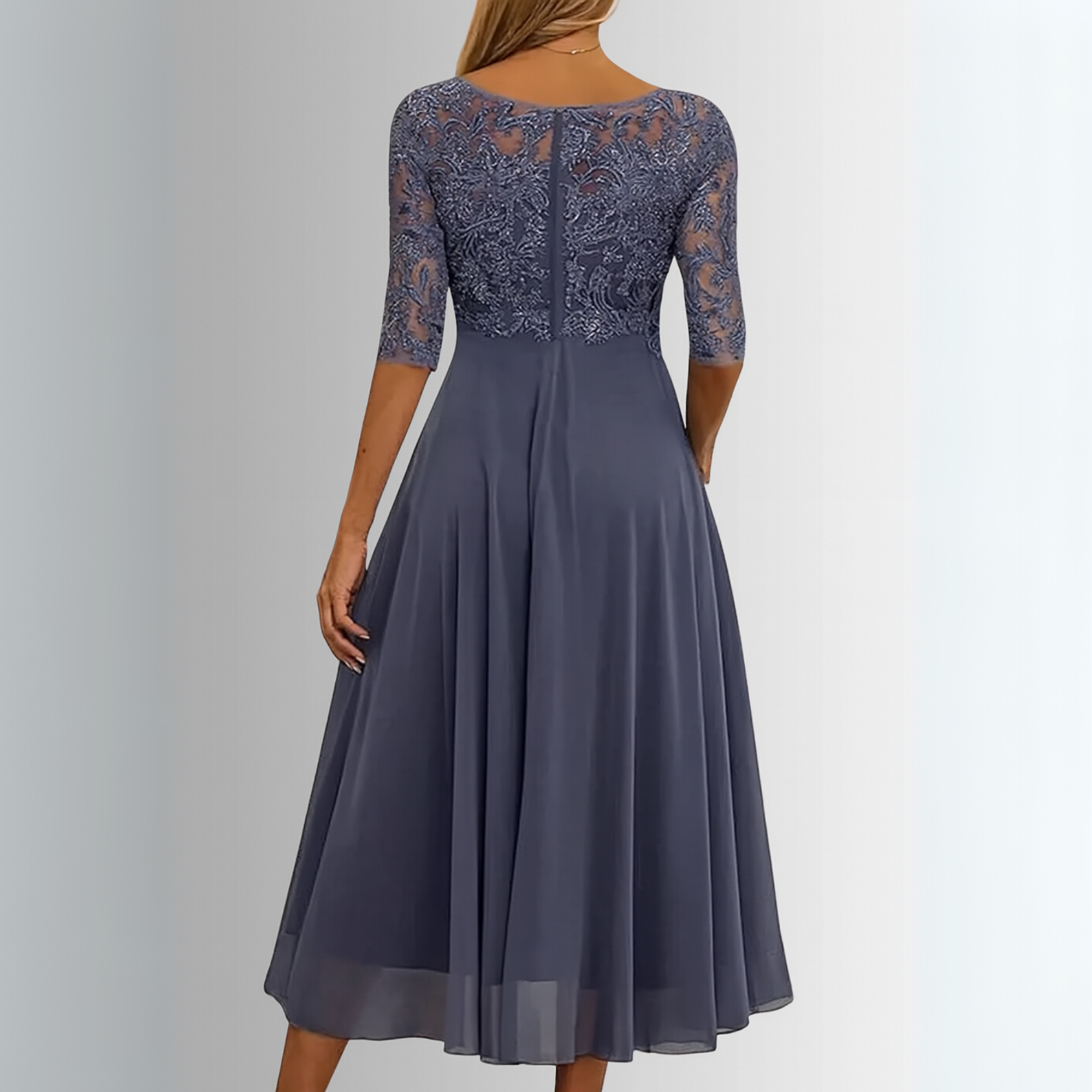 Kira Damen Abendkleid | Spitzenstruktur, Midi-Länge, Ideal für Hochzeiten 5
