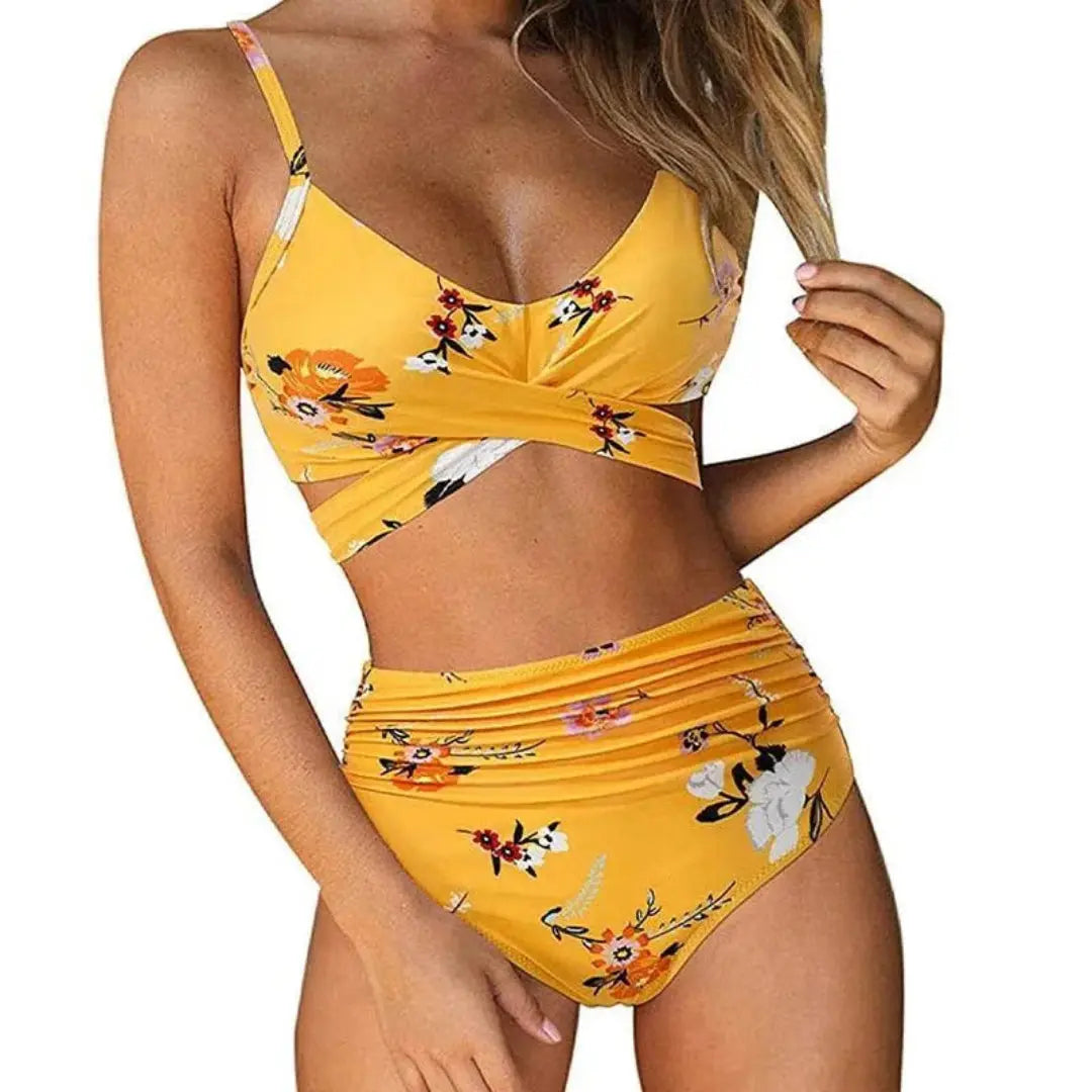 Kira Damen Bikini Set | Kreuzband-Oberteil, Hohe Taille 0