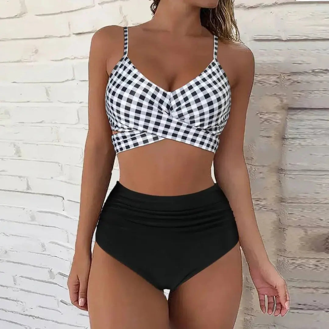 Kira Damen Bikini Set | Kreuzband-Oberteil, Hohe Taille 3