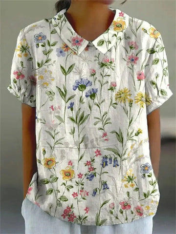 Kira Damen Bluse | Leichtes Baumwollmaterial mit Blumenmuster 0