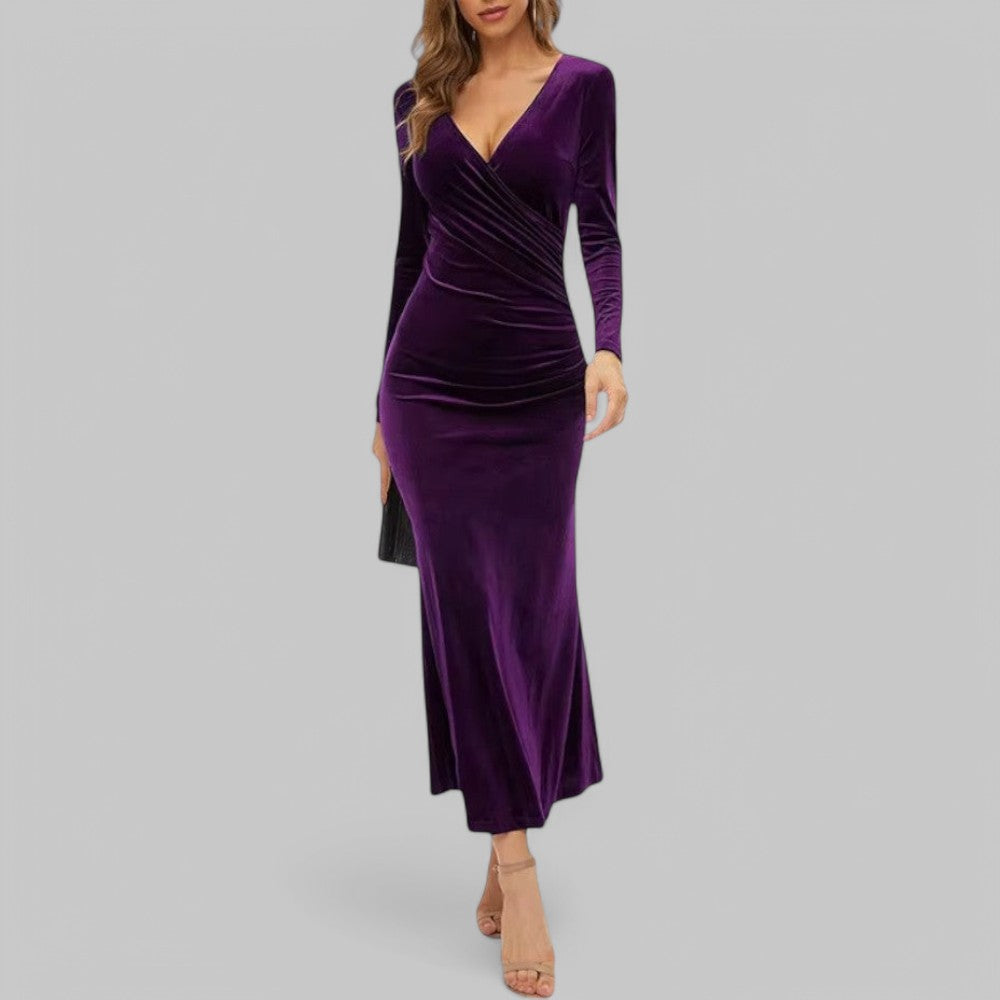 Klara Damen Abendkleid | V-Ausschnitt, Maxi-Länge 3
