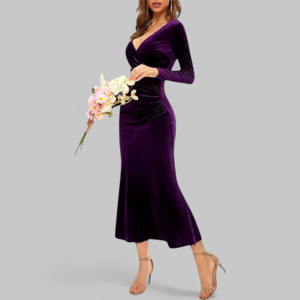 Klara Damen Abendkleid | V-Ausschnitt, Maxi-Länge 6