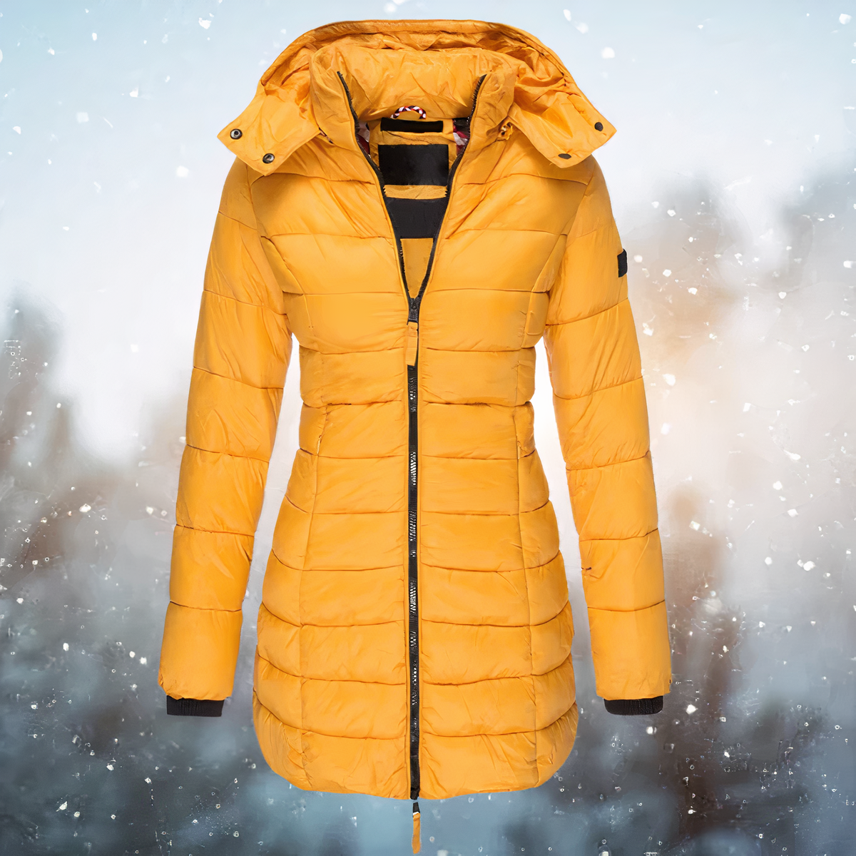 Monika Marine Taillierter Isolierter Steppmantel mit Kapuze für Damen | Winter Stadtlook - S/M/L/XL/2XL/3XL