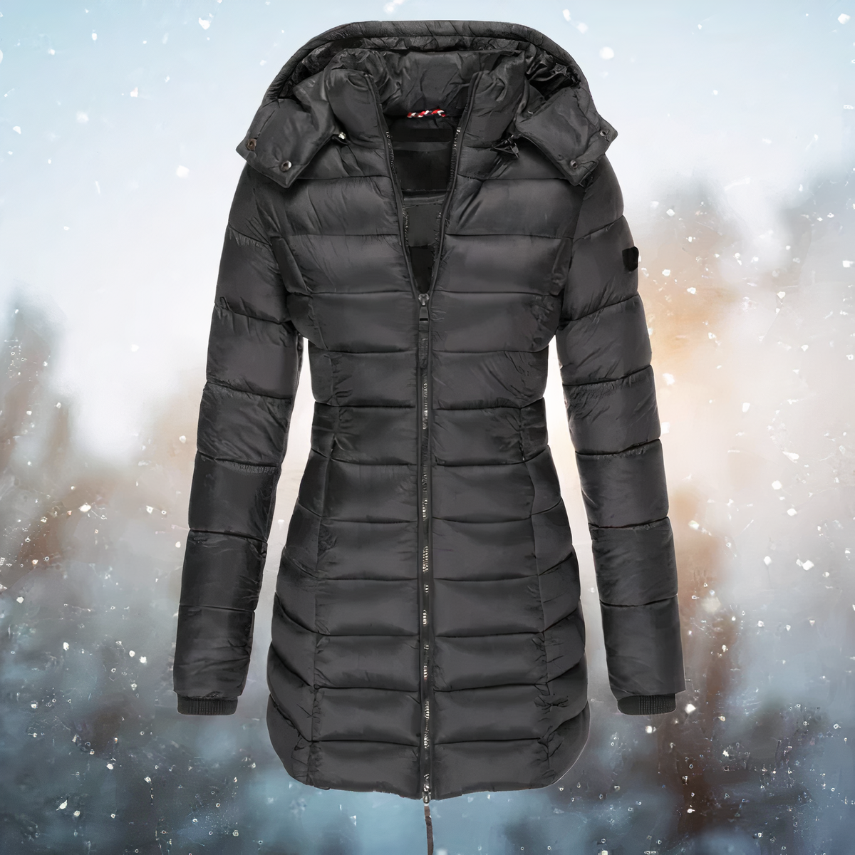 Monika Marine Taillierter Isolierter Steppmantel mit Kapuze für Damen | Winter Stadtlook - S/M/L/XL/2XL/3XL