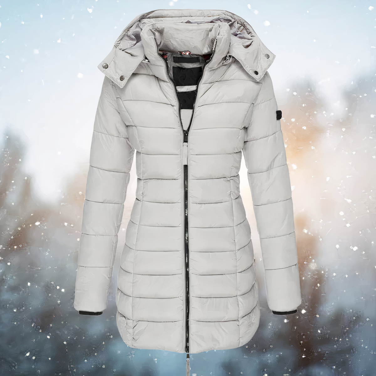 Monika Marine Taillierter Isolierter Steppmantel mit Kapuze für Damen | Winter Stadtlook - S/M/L/XL/2XL/3XL