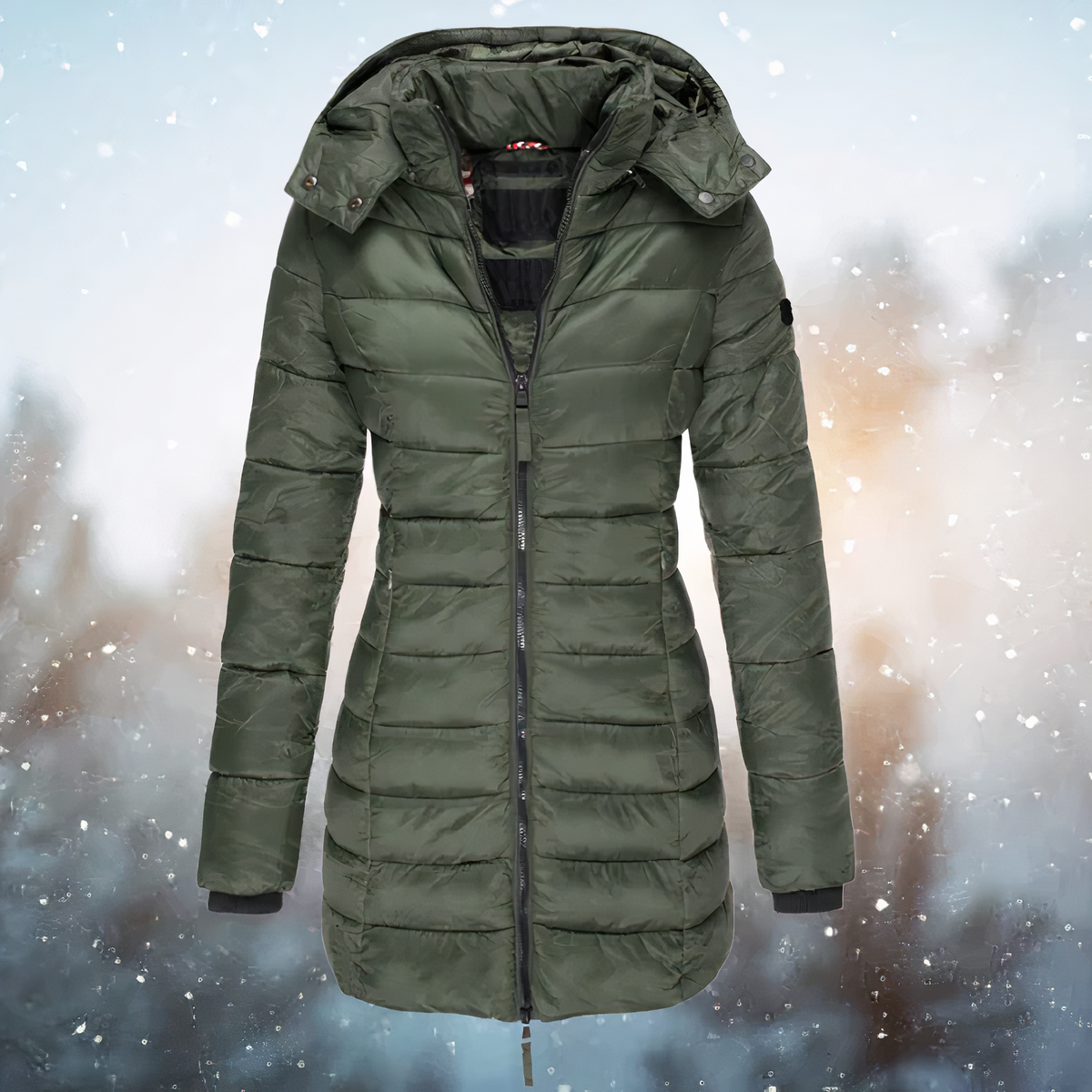 Monika Marine Taillierter Isolierter Steppmantel mit Kapuze für Damen | Winter Stadtlook - S/M/L/XL/2XL/3XL