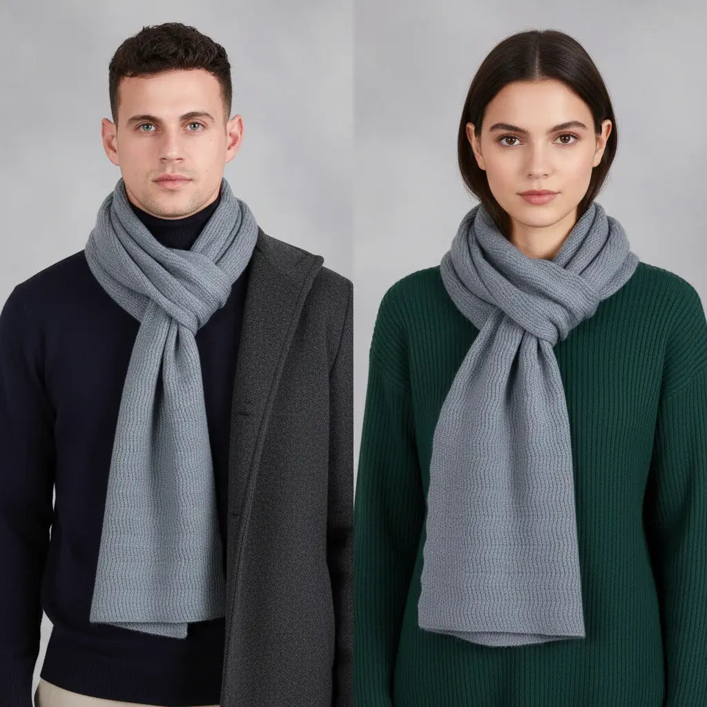 Wegelin Khaki Langer Gestrickter Schal Unisex | Rippenstrick Winter Casual - Einheitsgrösse