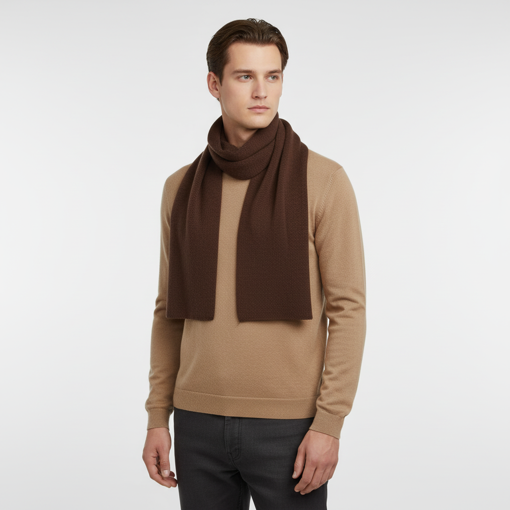 Wegelin Khaki Langer Gestrickter Schal Unisex | Rippenstrick Winter Casual - Einheitsgrösse