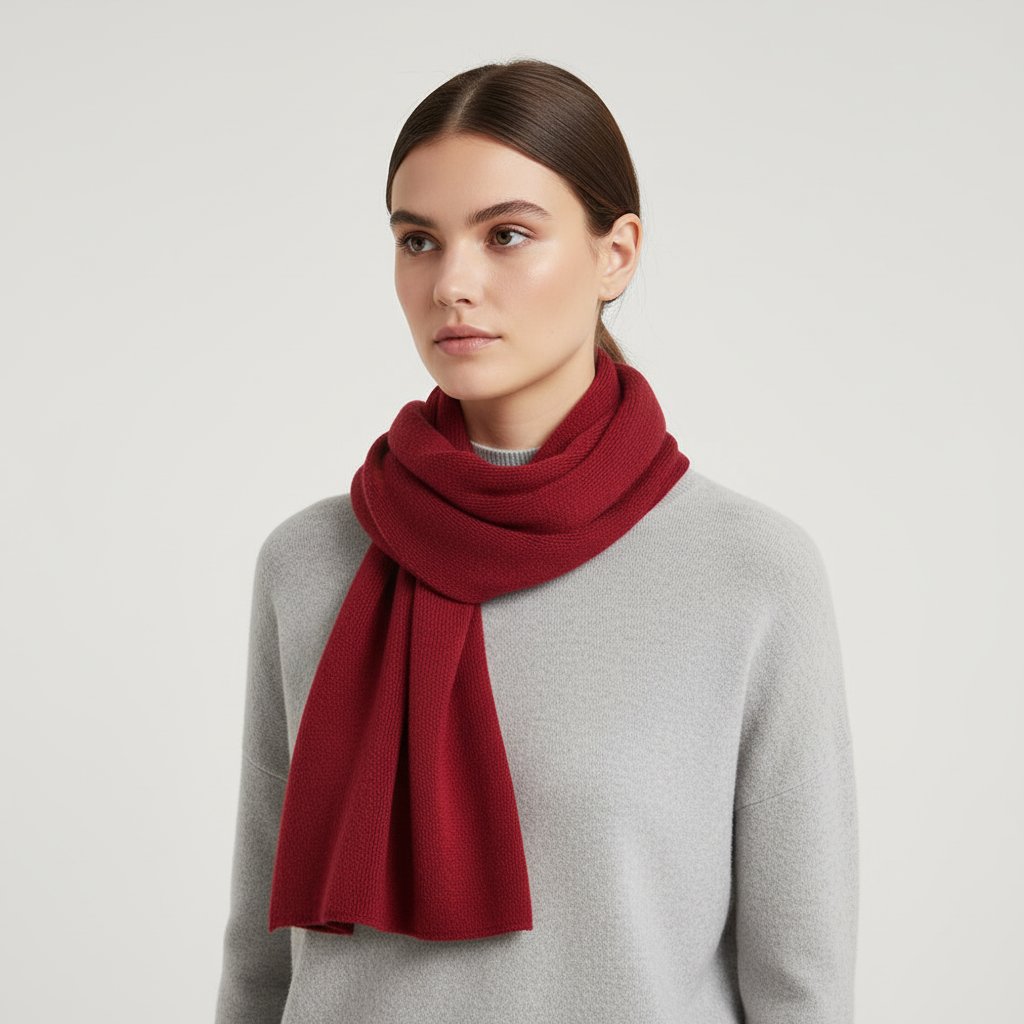 Wegelin Khaki Langer Gestrickter Schal Unisex | Rippenstrick Winter Casual - Einheitsgrösse