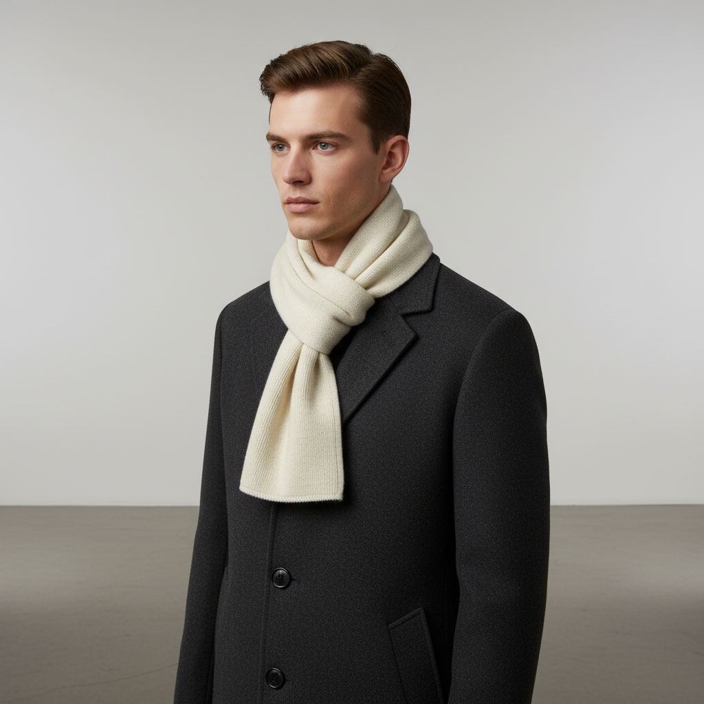 Wegelin Khaki Langer Gestrickter Schal Unisex | Rippenstrick Winter Casual - Einheitsgrösse
