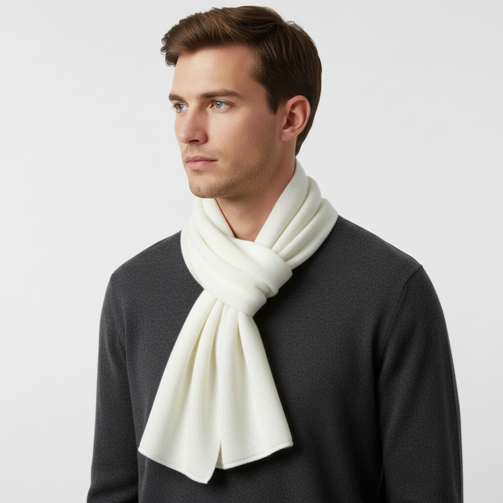 Wegelin Khaki Langer Gestrickter Schal Unisex | Rippenstrick Winter Casual - Einheitsgrösse