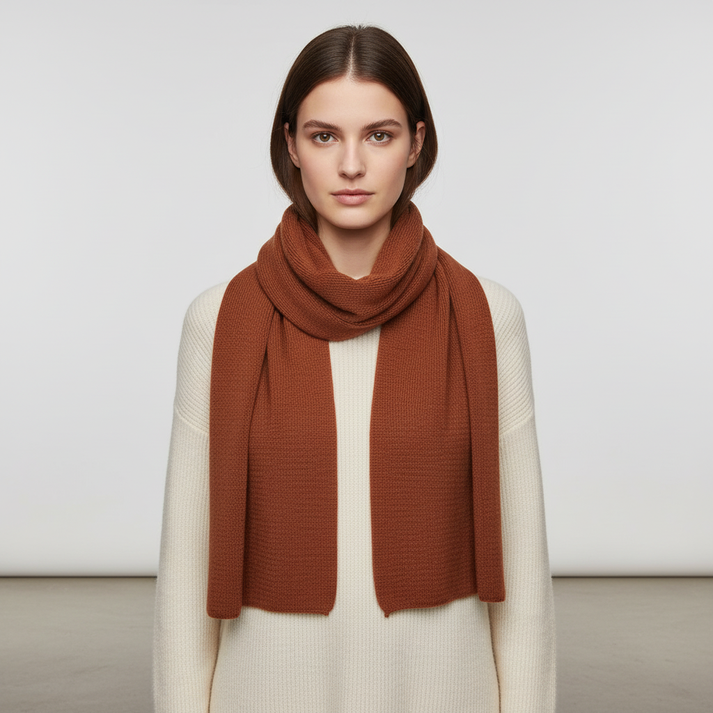 Wegelin Khaki Langer Gestrickter Schal Unisex | Rippenstrick Winter Casual - Einheitsgrösse