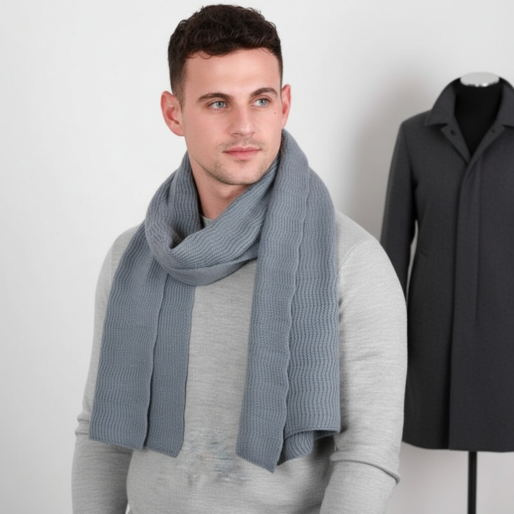 Wegelin Khaki Langer Gestrickter Schal Unisex | Rippenstrick Winter Casual - Einheitsgrösse