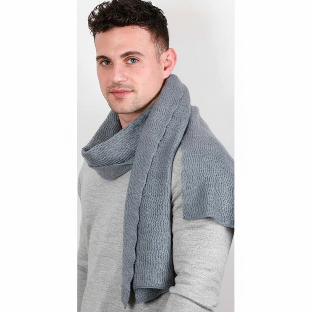 Wegelin Khaki Langer Gestrickter Schal Unisex | Rippenstrick Winter Casual - Einheitsgrösse