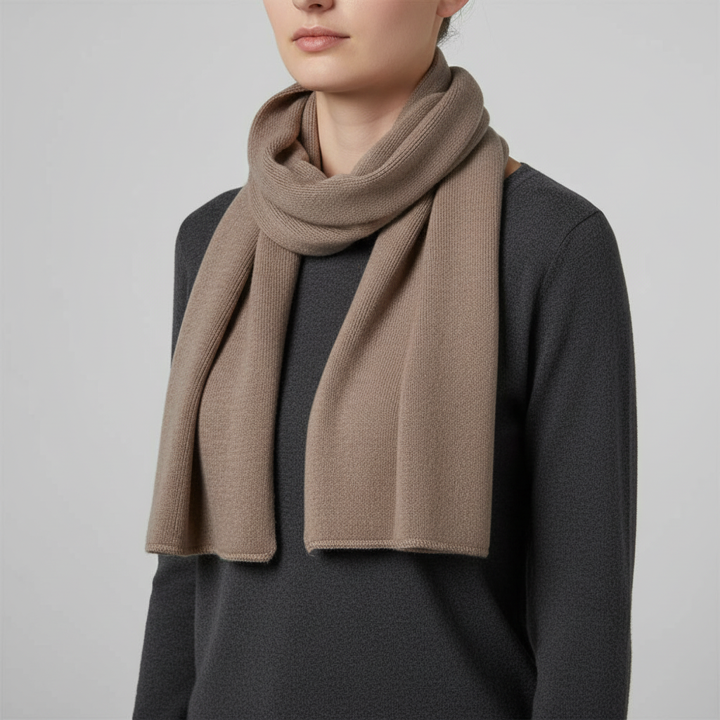 Wegelin Khaki Langer Gestrickter Schal Unisex | Rippenstrick Winter Casual - Einheitsgrösse