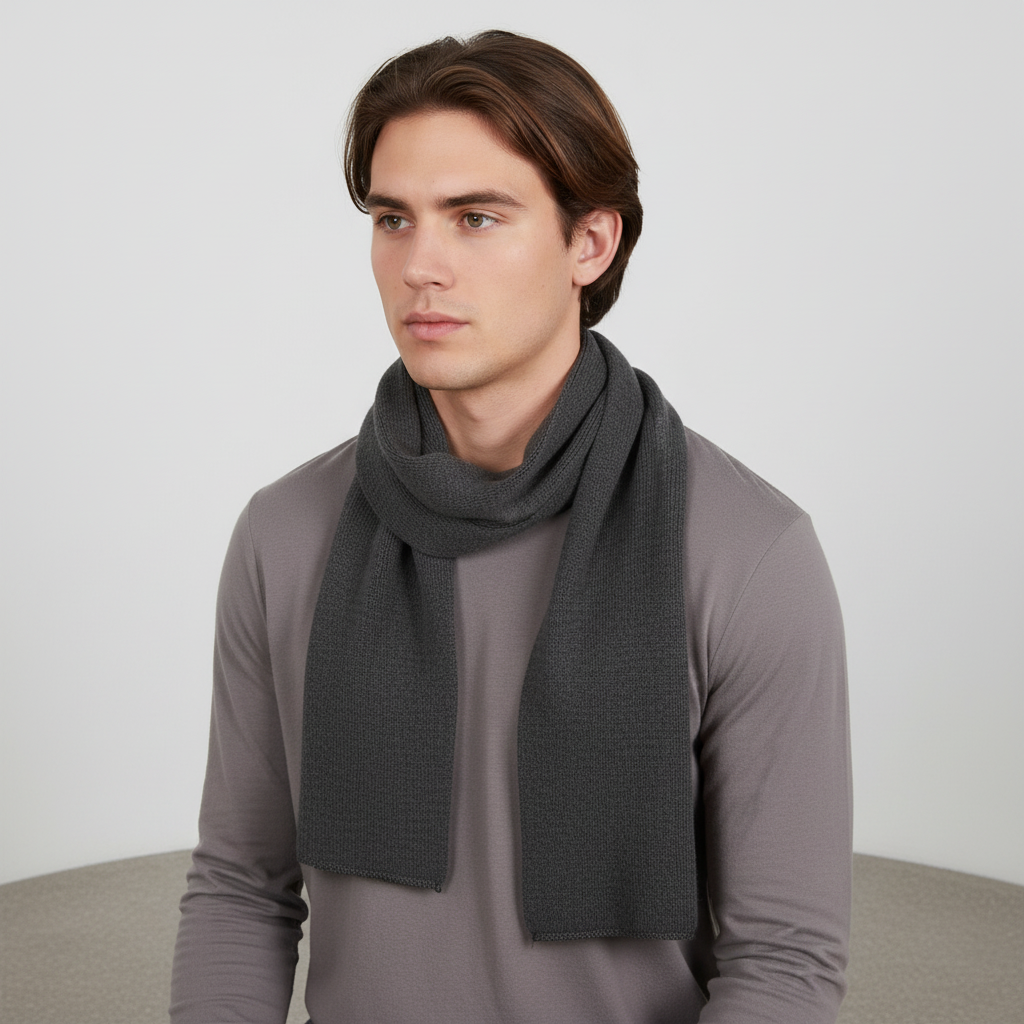 Wegelin Khaki Langer Gestrickter Schal Unisex | Rippenstrick Winter Casual - Einheitsgrösse