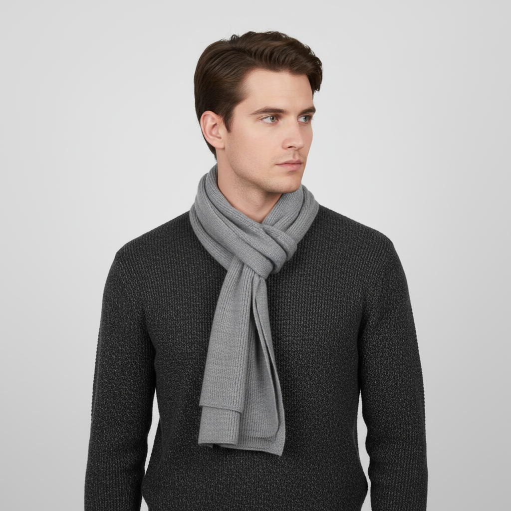 Wegelin Khaki Langer Gestrickter Schal Unisex | Rippenstrick Winter Casual - Einheitsgrösse