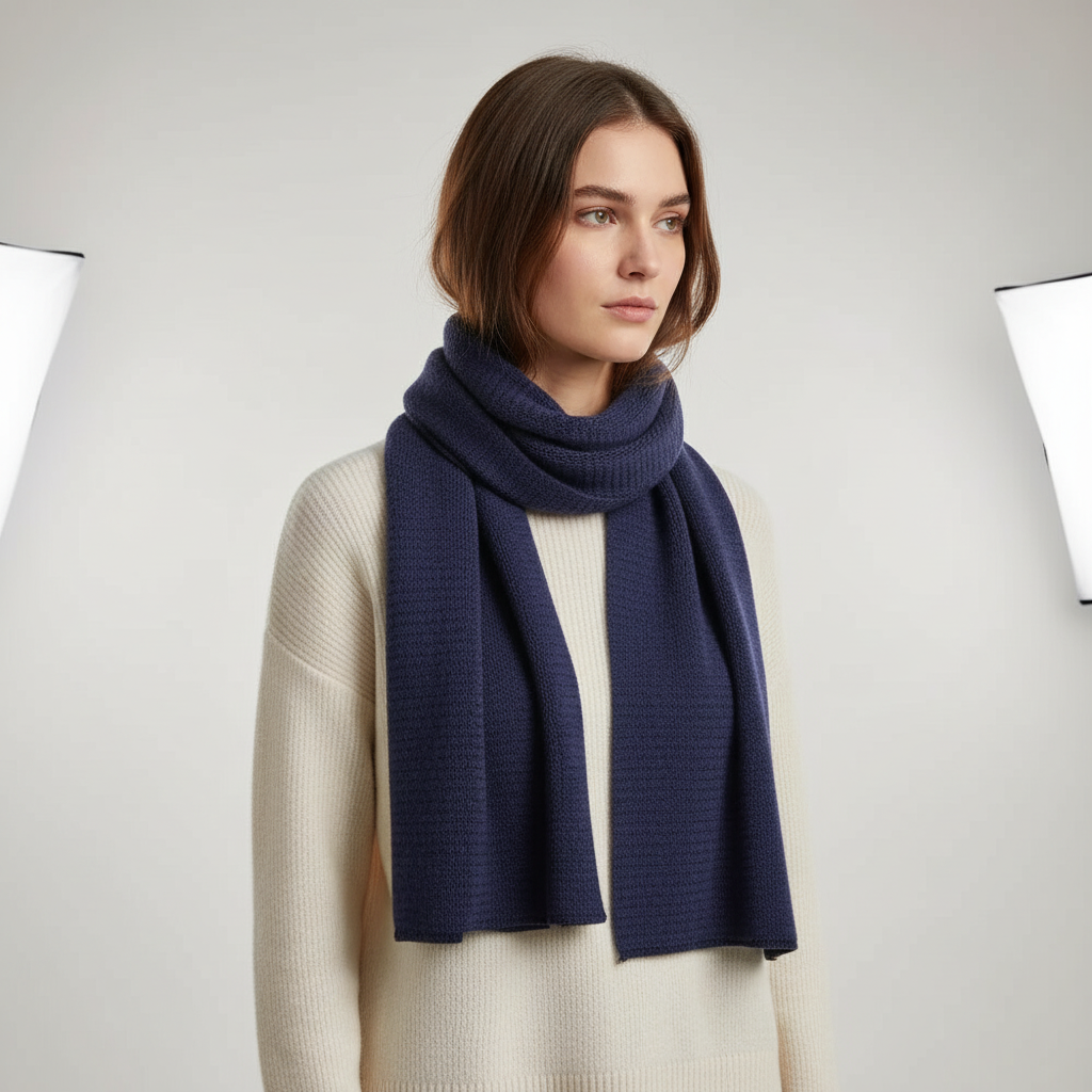 Wegelin Khaki Langer Gestrickter Schal Unisex | Rippenstrick Winter Casual - Einheitsgrösse