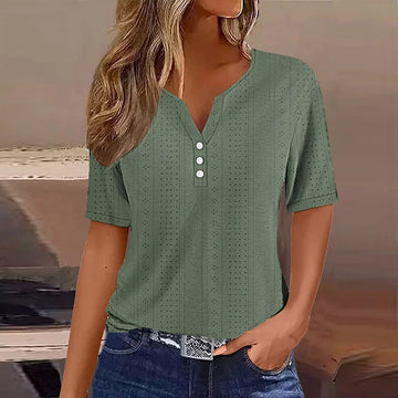 Lila Damen T-Shirt | V-Ausschnitt, Baumwollmix, Lässig 7