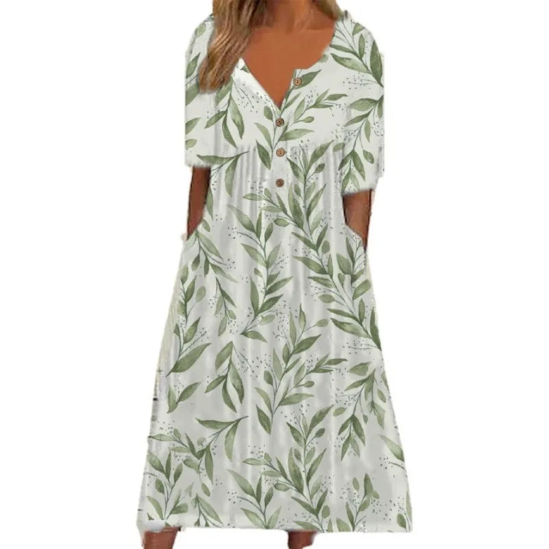 Lina Damen Kleid | Floral Druck, A-Linie, Kurzarm 1